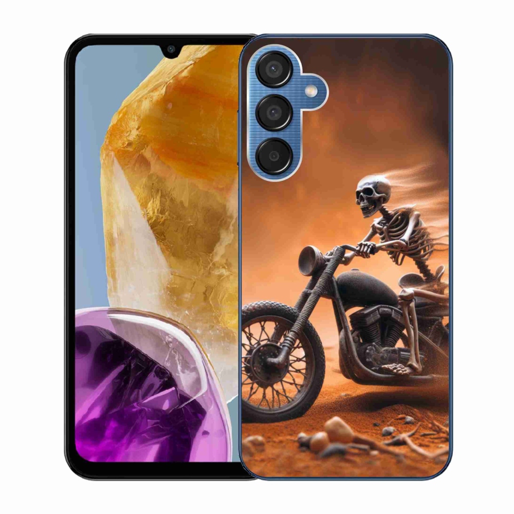 Gelový kryt mmCase na Samsung Galaxy M15 5G - kostra na motorce
