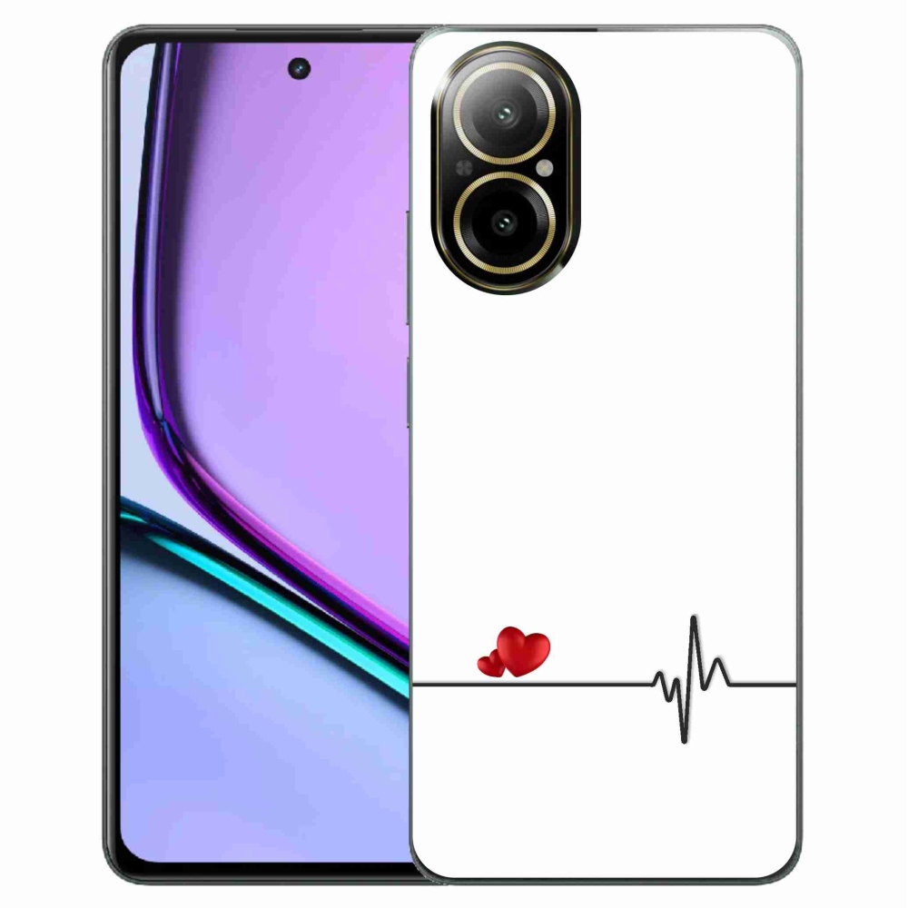 Gelový kryt mmCase na Realme C67 - srdce a tep bílé pozadí