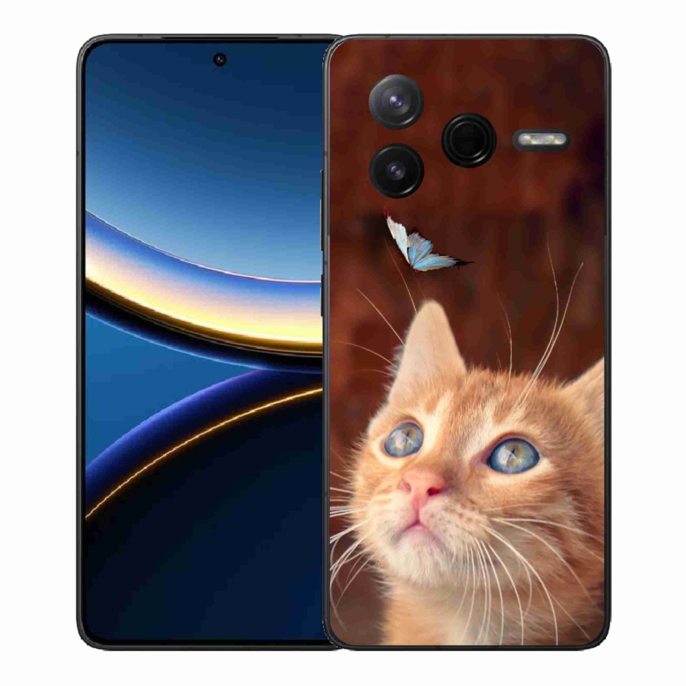 Gelový kryt mmCase na Xiaomi Poco F7 Pro - motýl a kotě