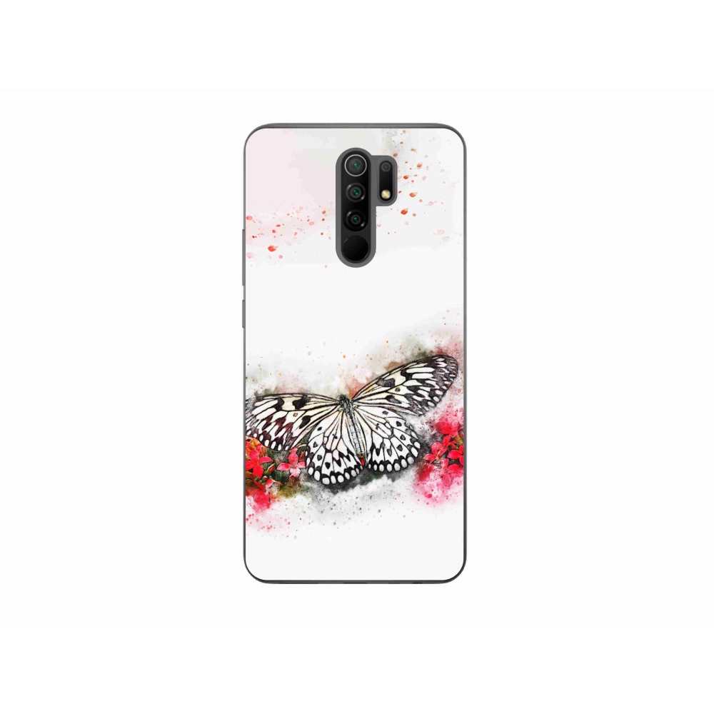 Gelový kryt mmCase na mobil Xiaomi Redmi 9 - černobílý motýl
