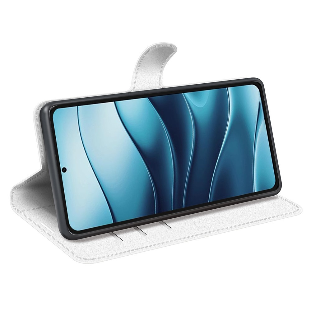 Litchi knížkové pouzdro na Xiaomi Redmi Note 14 5G - bílé