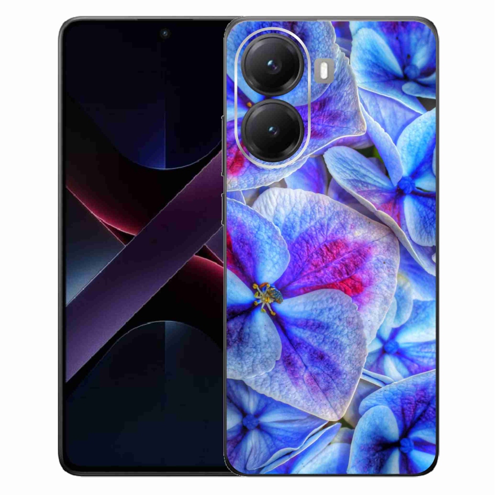 Gelový kryt mmCase na Xiaomi Poco X7 Pro 5G - modré květy 1
