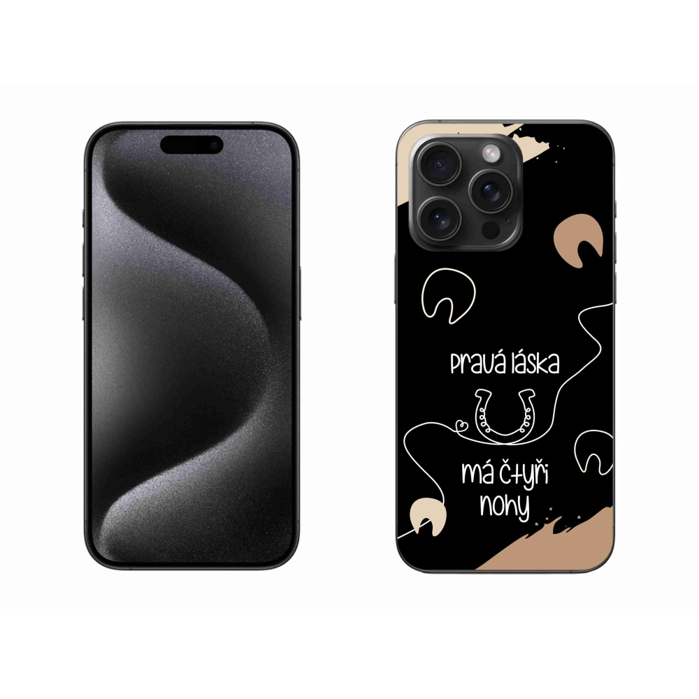 Gelový kryt mmCase na iPhone 15 Pro Max - koňský motiv černé pozadí