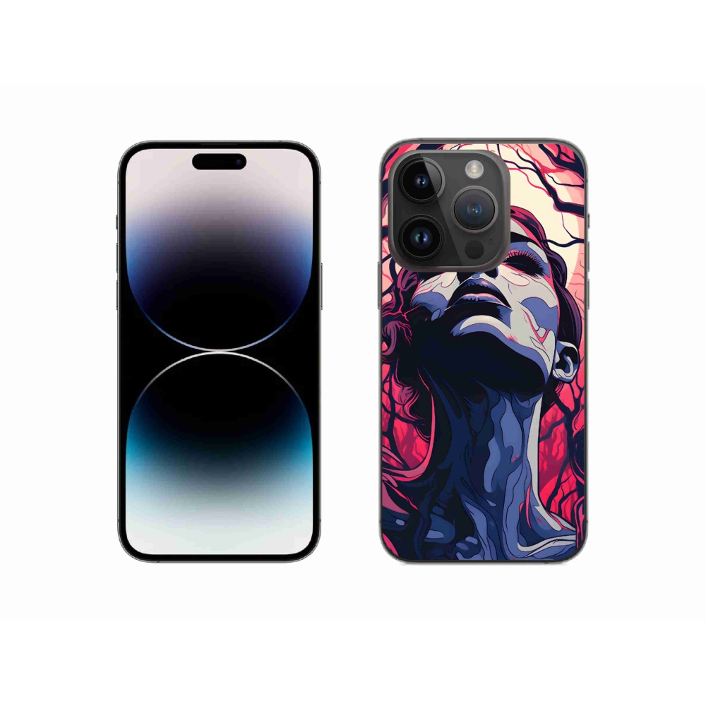 Gelový kryt mmCase na iPhone 14 Pro - abstraktní obličej