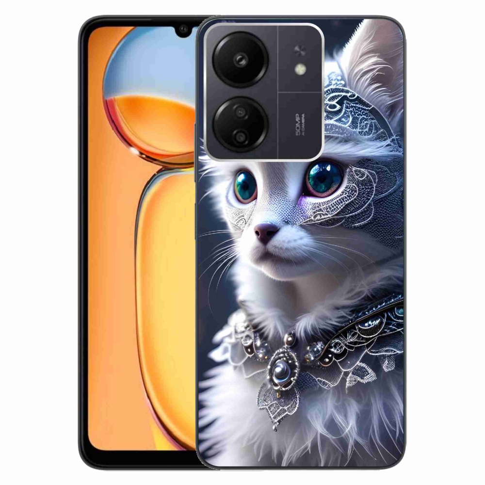 Gelový kryt mmCase na Xiaomi Poco C65/Redmi 13C - bílá kočka