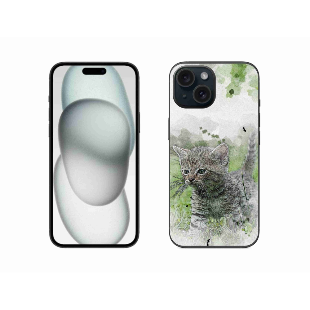 Gelový kryt mmCase na iPhone 15 - roztomilé kotě 1