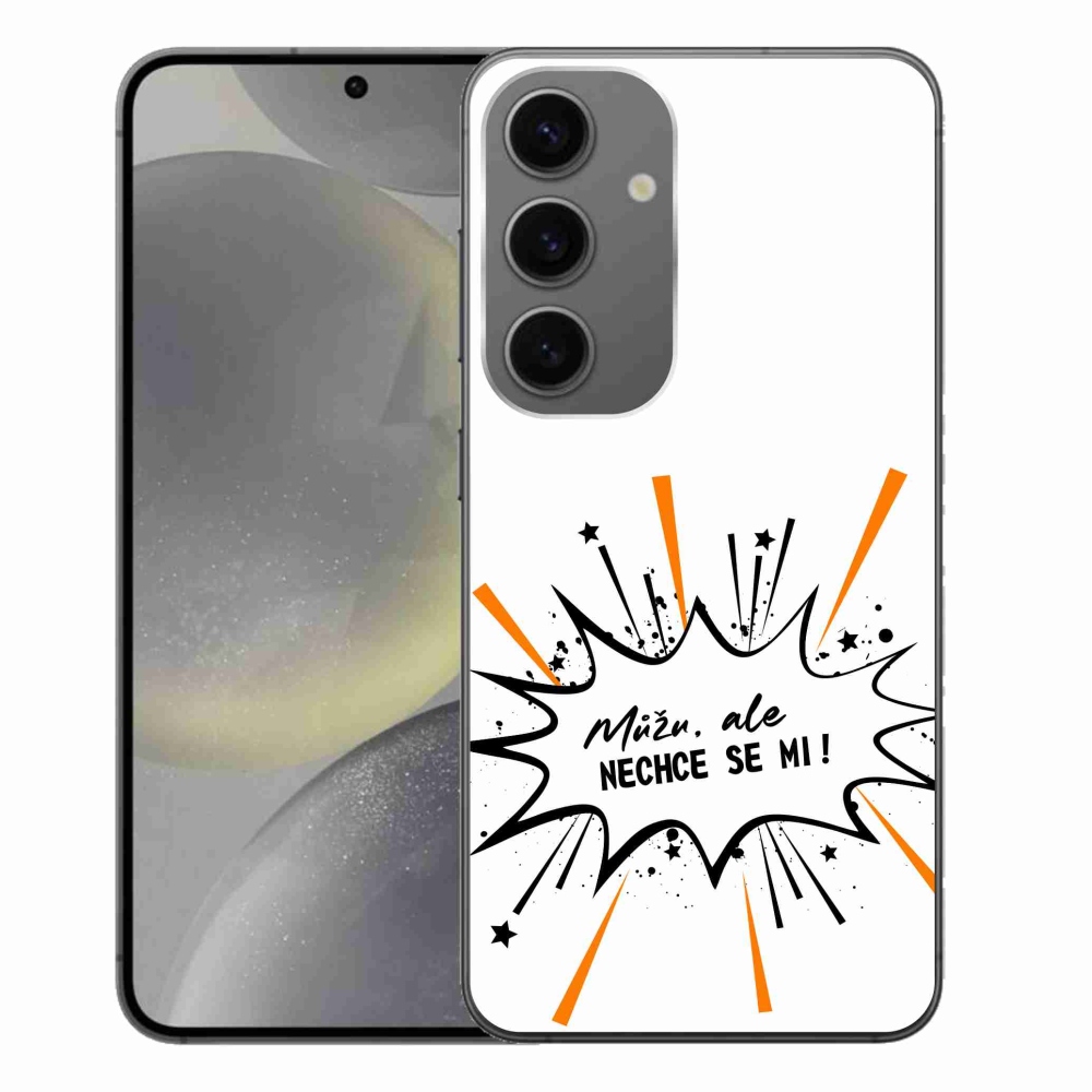 Gelový kryt mmCase na Samsung Galaxy S24+ - vtipný text 11 bílé pozadí