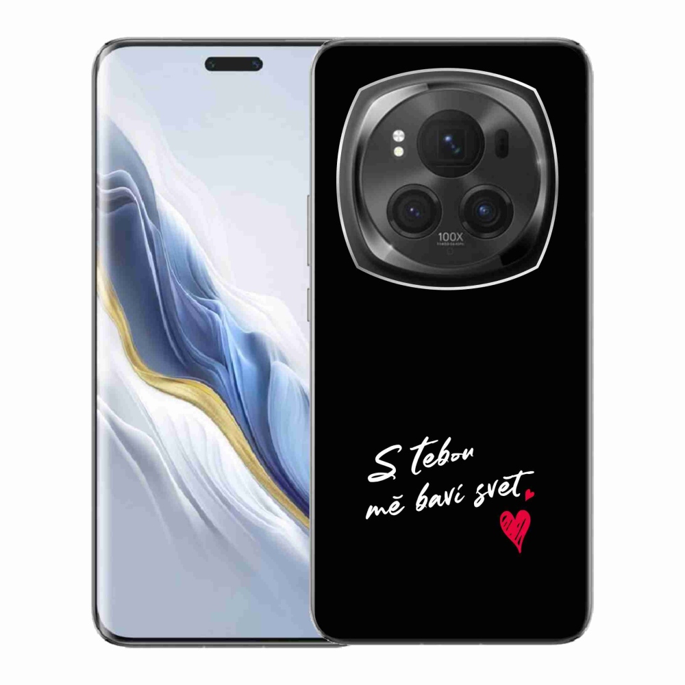 Gelový kryt mmCase na Honor Magic 6 Pro 5G - zamilovaný text 1 černé pozadí