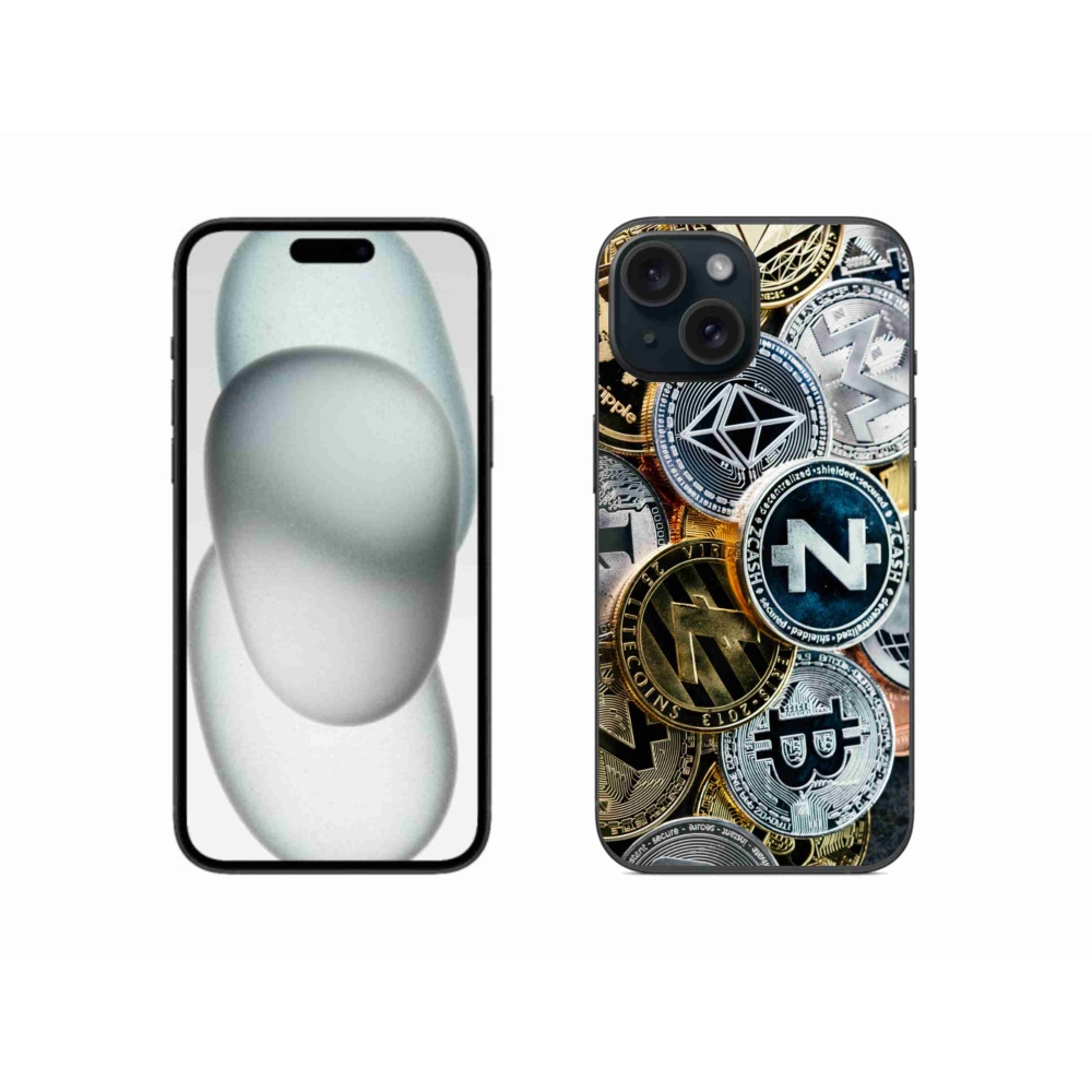 Gelový kryt mmCase na iPhone 15 - kryptoměny
