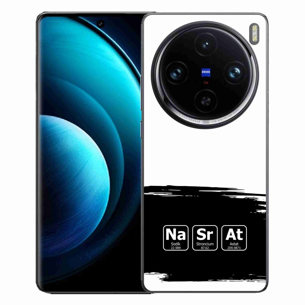 Gelový kryt mmCase na Vivo X100 Pro 5G - chemické prvky černobílé pozadí
