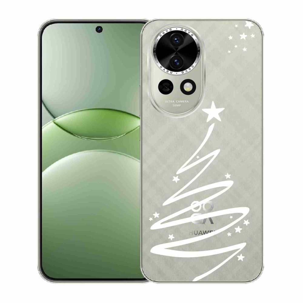Gelový kryt mmCase na Huawei Nova 13 5G - bílý stromeček na průhledném pozadí