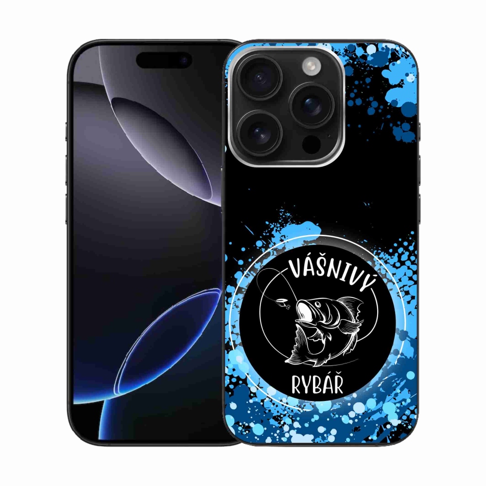 Gelový kryt mmCase na iPhone 16 Pro - vášnivý rybář černé pozadí