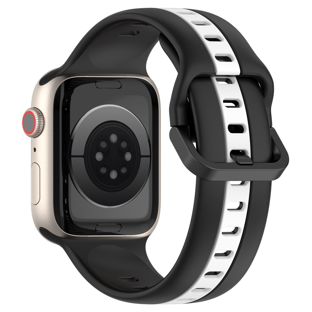Strap silikonový řemínek na Apple Watch Ultra/Ultra 2 49mm/SE/SE 2022/2023 44mm/9/8/7 45mm/6/5/4 44mm/3/2/1 42 mm - černý/bílý