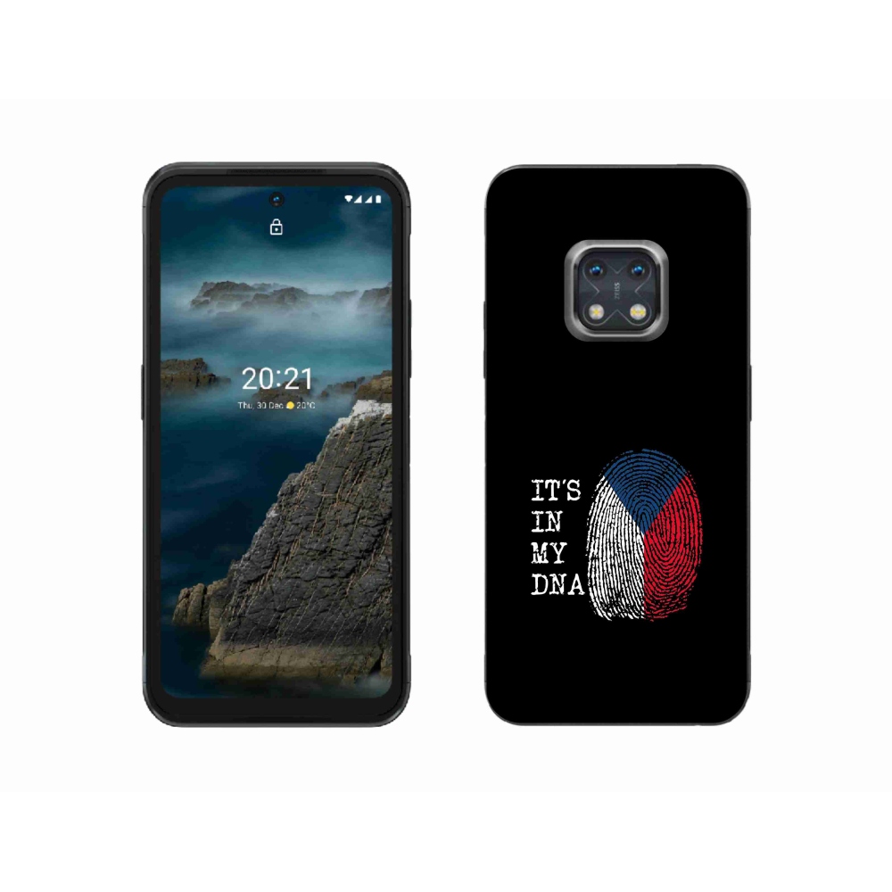 Gelový kryt mmCase na Nokia XR20 - vlajka otisk prstu černé pozadí