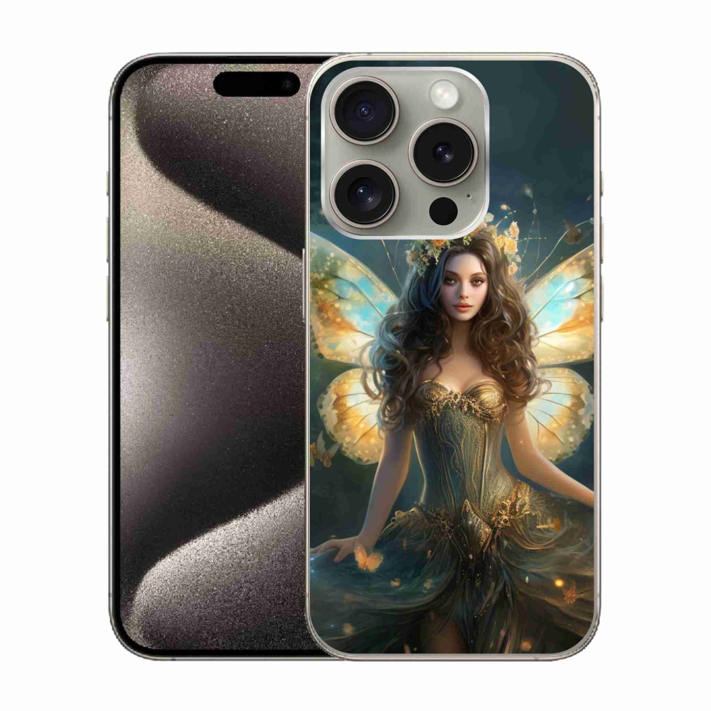 Gelový kryt mmCase na iPhone 15 Pro - motýlí žena