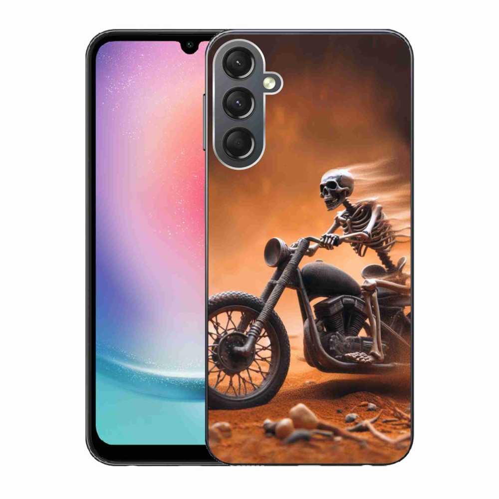 Gelový kryt mmCase na Samsung Galaxy A24 - kostra na motorce