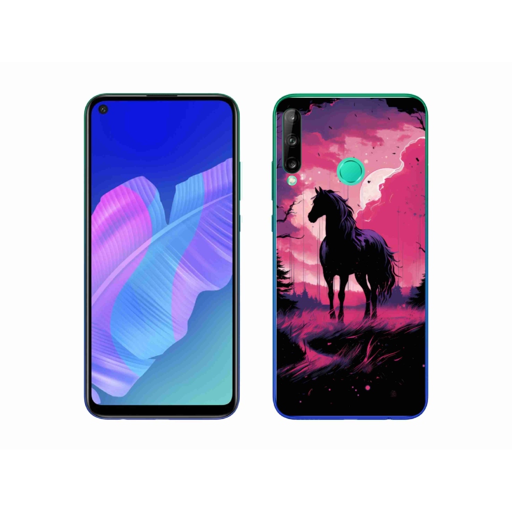 Gelový kryt mmCase na Huawei P40 Lite E - černý kreslený kůň 1