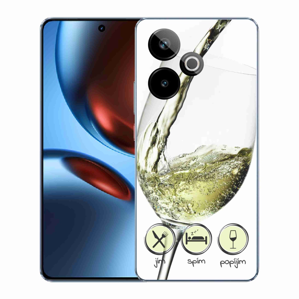 Gelový kryt mmCase na Realme GT 7 5G/GT 7T 5G - sklenička vína bílé