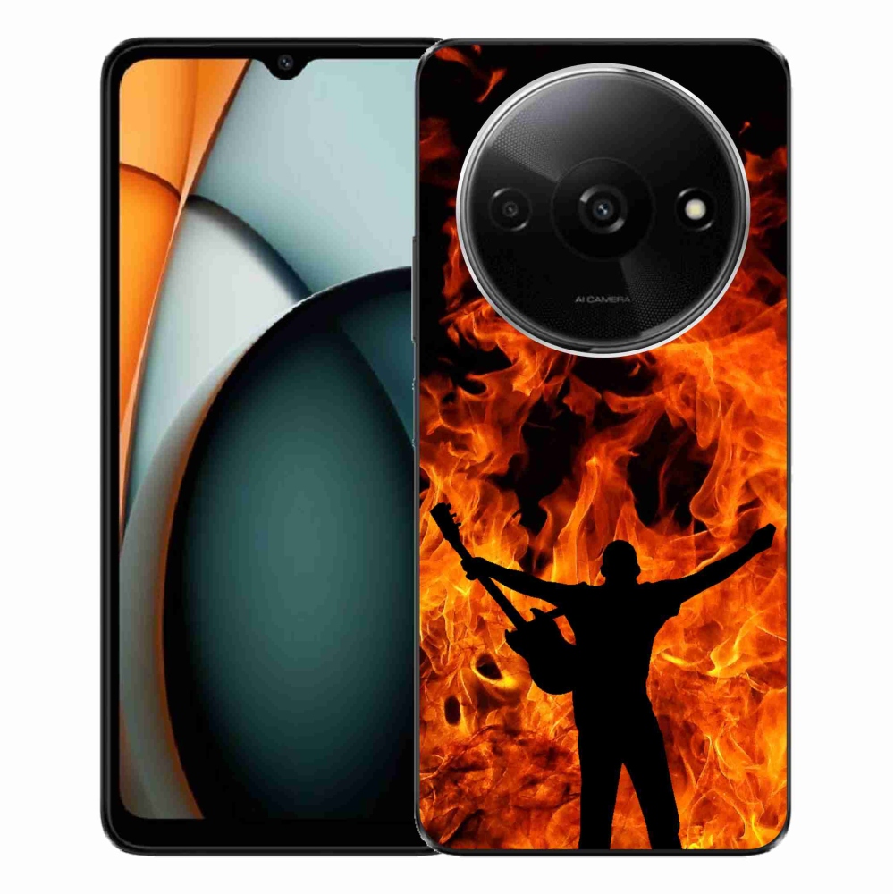 Gelový kryt mmCase na Xiaomi Redmi A3 - muzikant a oheň