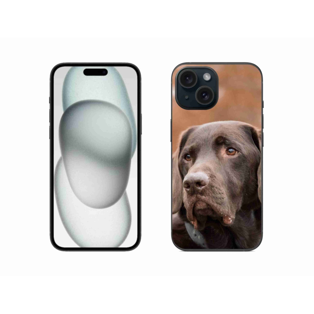 Gelový obal mmCase na iPhone 15 - hnědý labrador