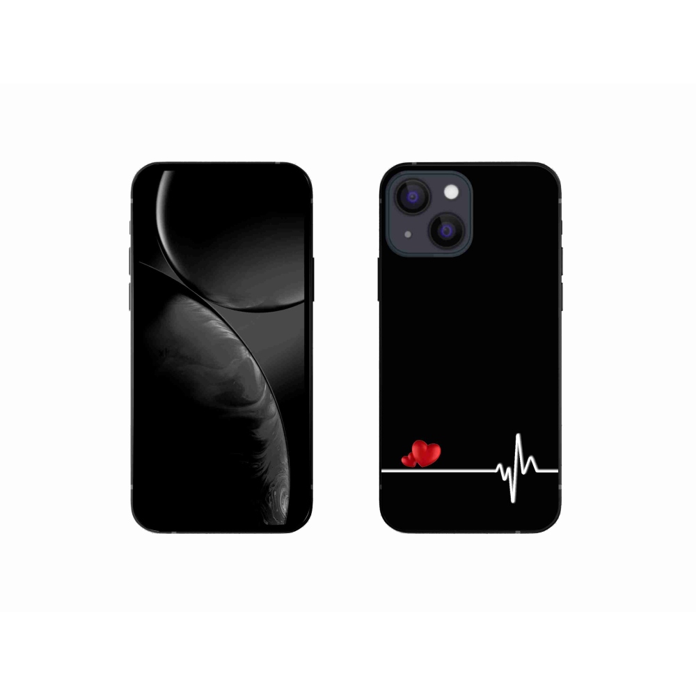 Gelový kryt mmCase na iPhone 13 mini 5.4 - srdce a tep černé pozadí