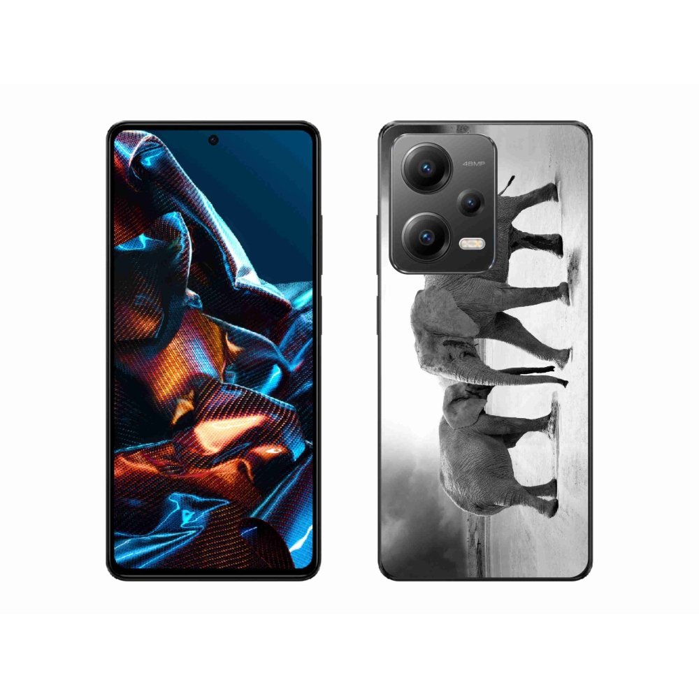 Gelový kryt mmCase na mobil Xiaomi Redmi Note 12 Pro 5G - černobílí sloni