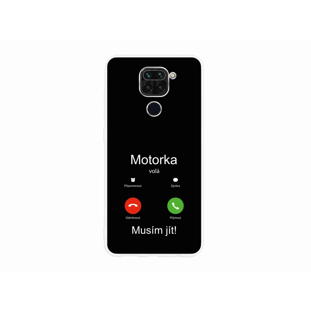 Gelový kryt mmCase na Xiaomi Redmi Note 9 - motorka volá černé pozadí
