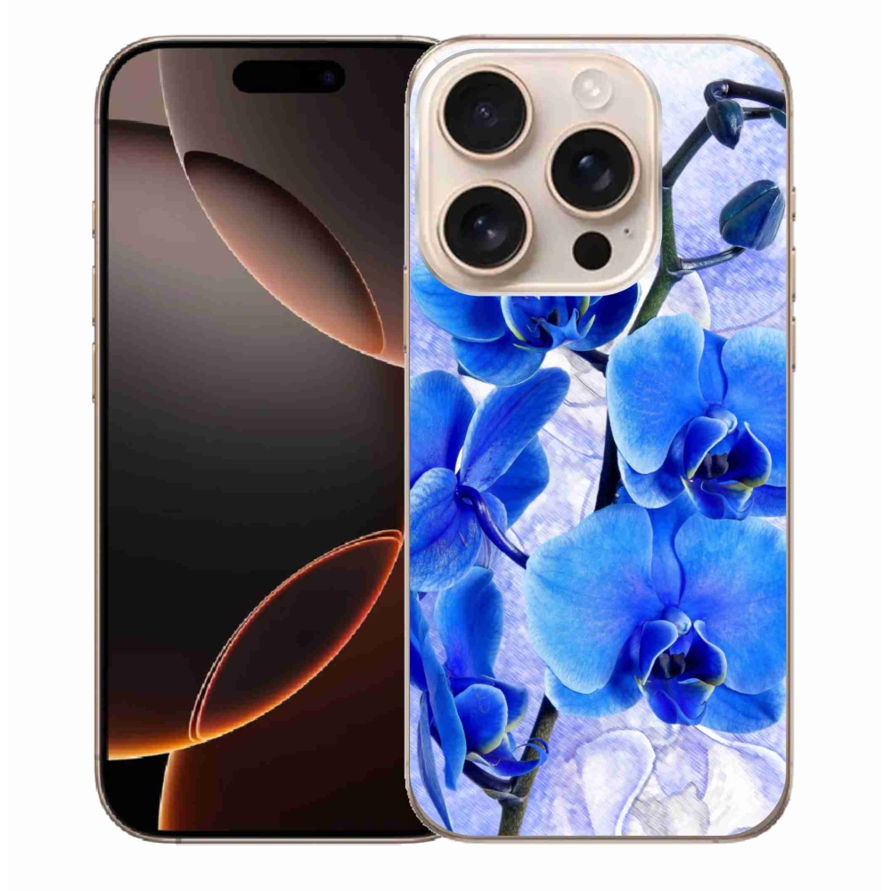 Gelový kryt mmCase na iPhone 16 Pro Max - modré květy