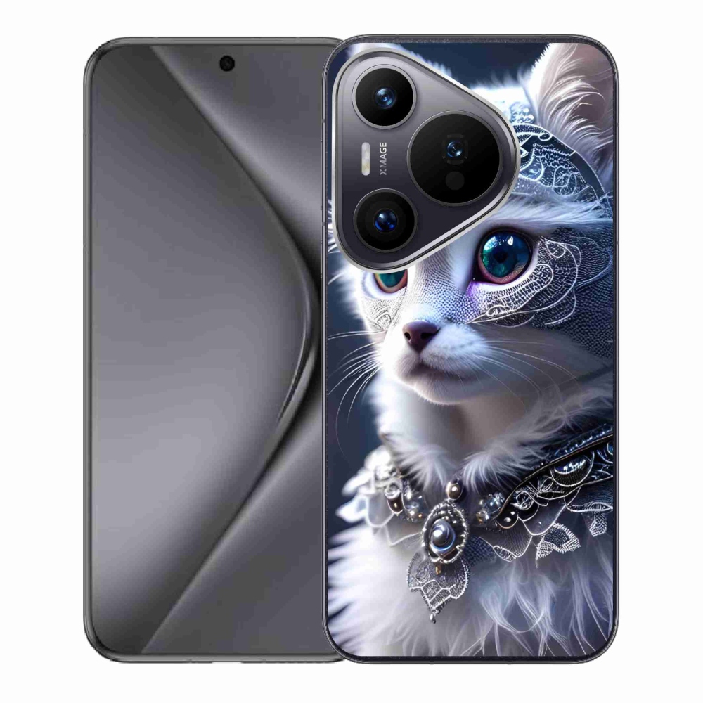 Gelový kryt mmCase na Huawei Pura 70 - bílá kočka