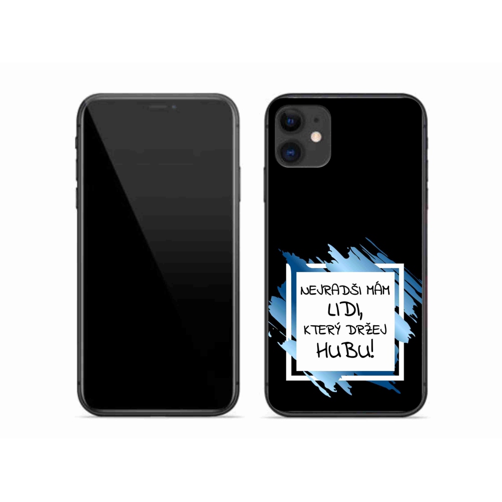Gelový kryt mmCase na iPhone 11 - vtipný text 7 bíločerné pozadí