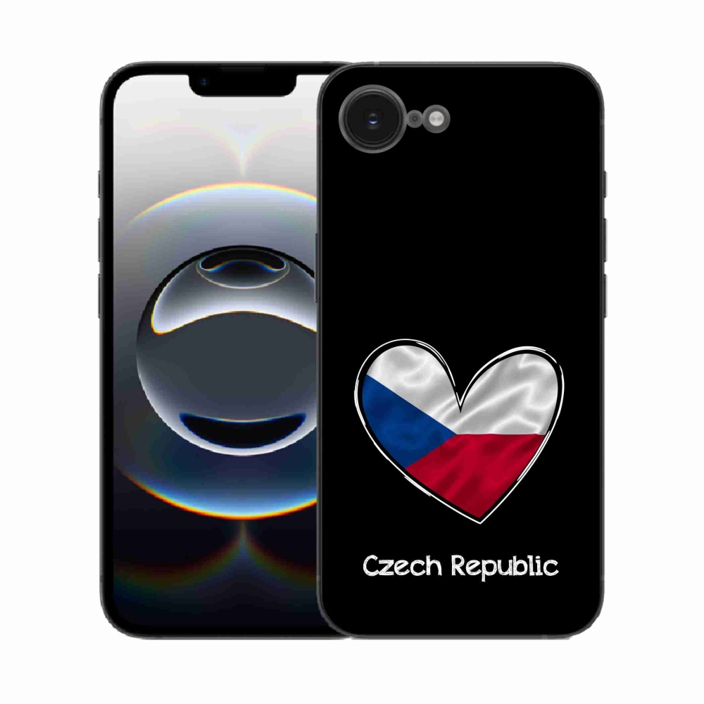 Gelový kryt mmCase na iPhone 16e - vlajka srdce černé pozadí
