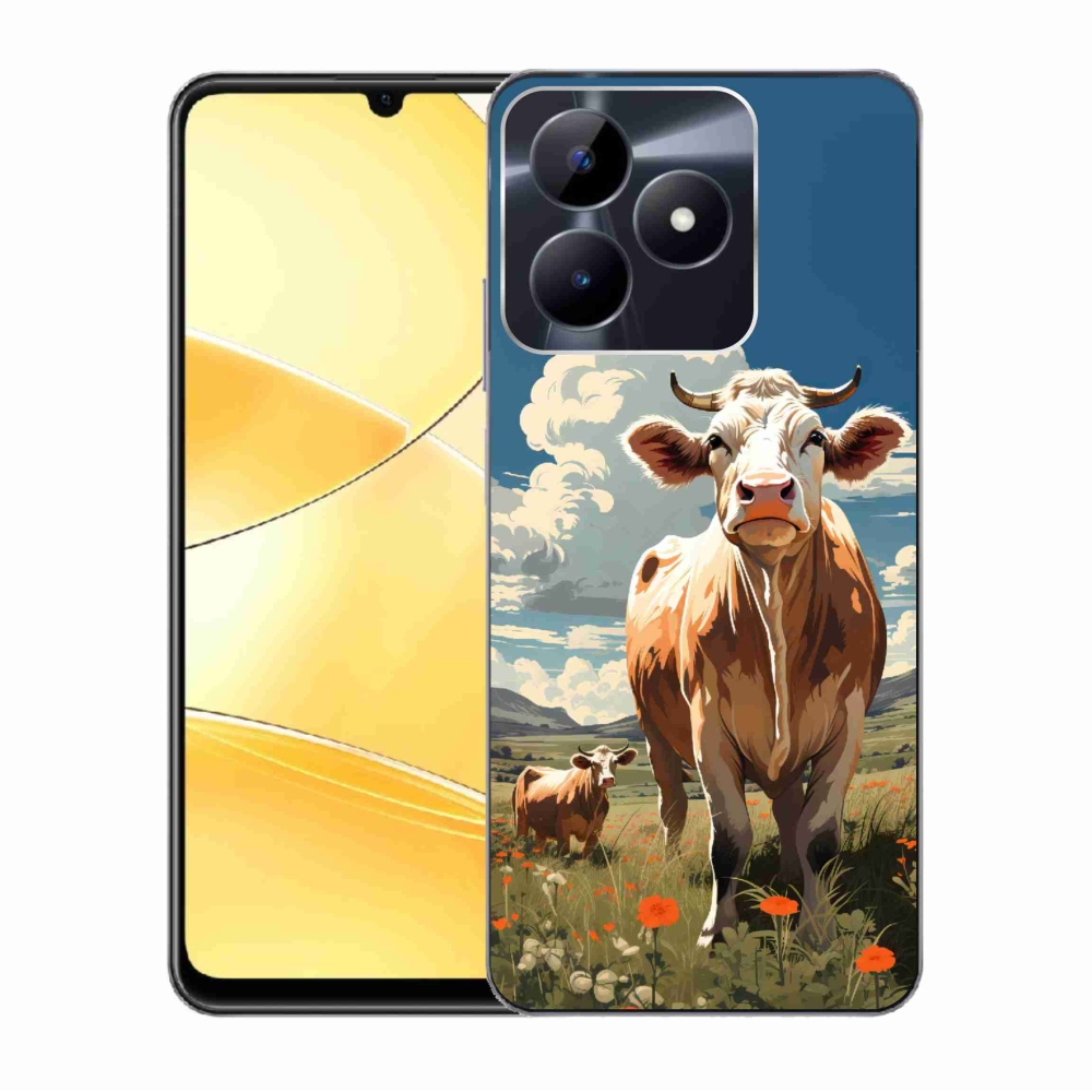Gelový kryt mmCase na Realme C51/C53 - krávy na louce