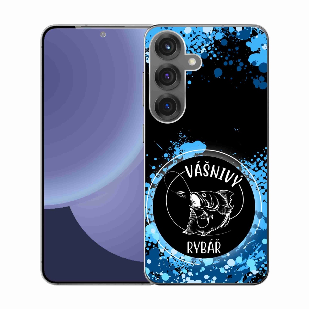 Gelový kryt mmCase na Samsung Galaxy S25 - vášnivý rybář černé pozadí