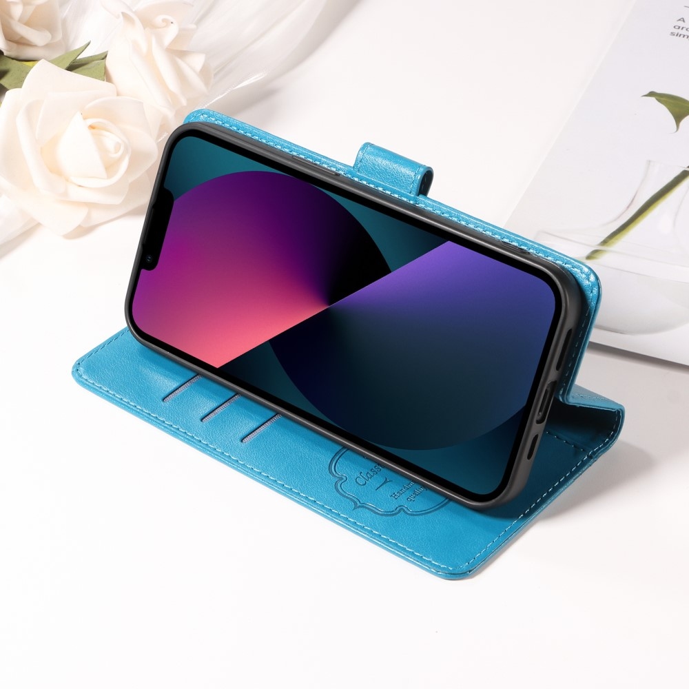 Flowery knížkové pouzdro na Realme 14 5G - modré