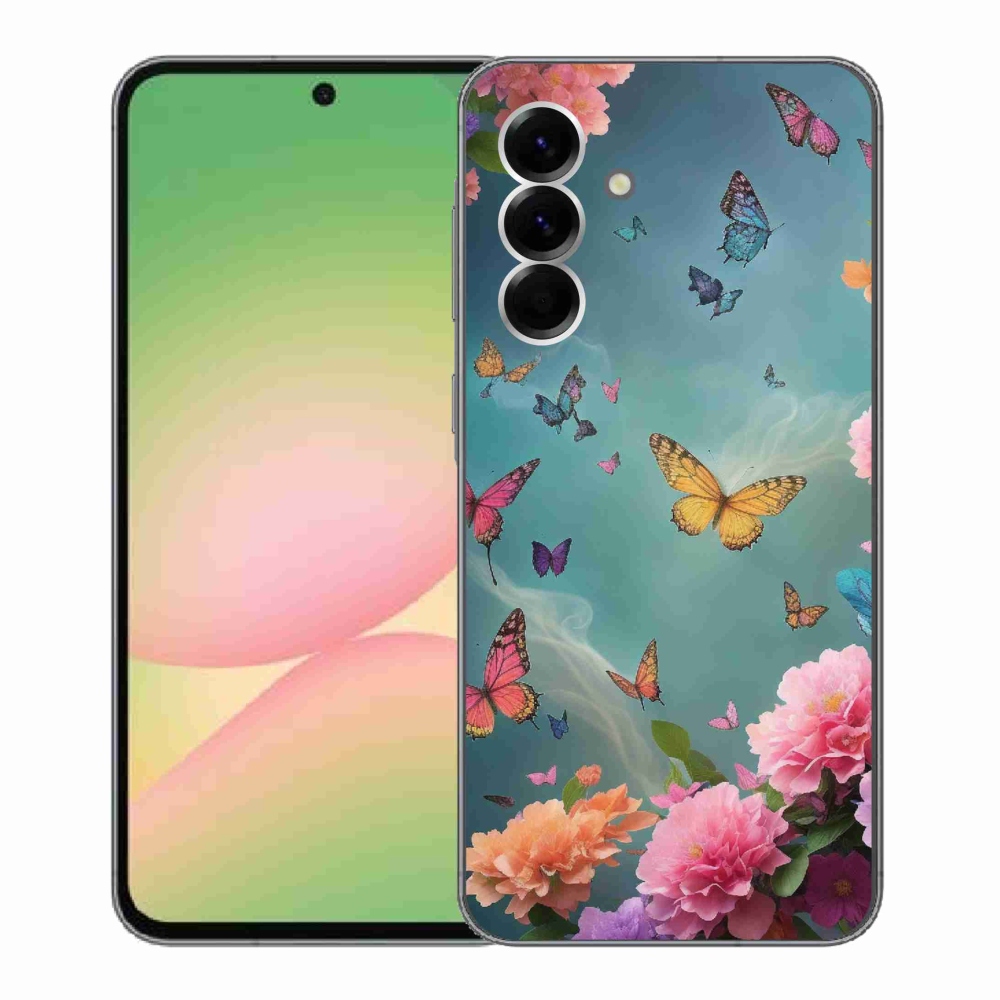 Gelový kryt mmCase na Samsung Galaxy A56 5G - barevné květy a motýli