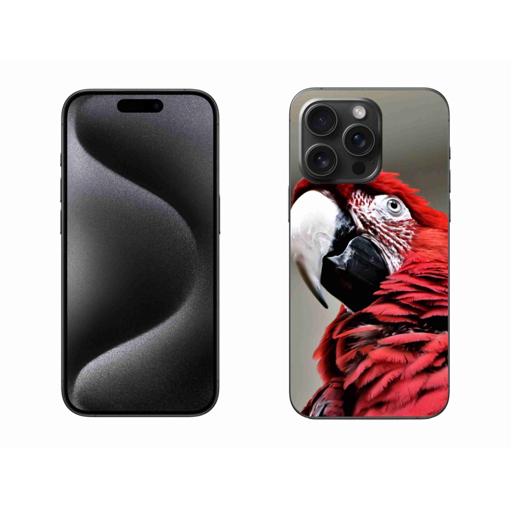 Gelový obal mmCase na iPhone 15 Pro Max - papoušek ara červený