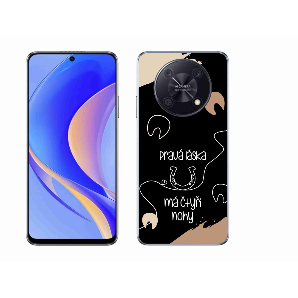 Gelový kryt mmCase na Huawei Nova Y90 - koňský motiv černé pozadí