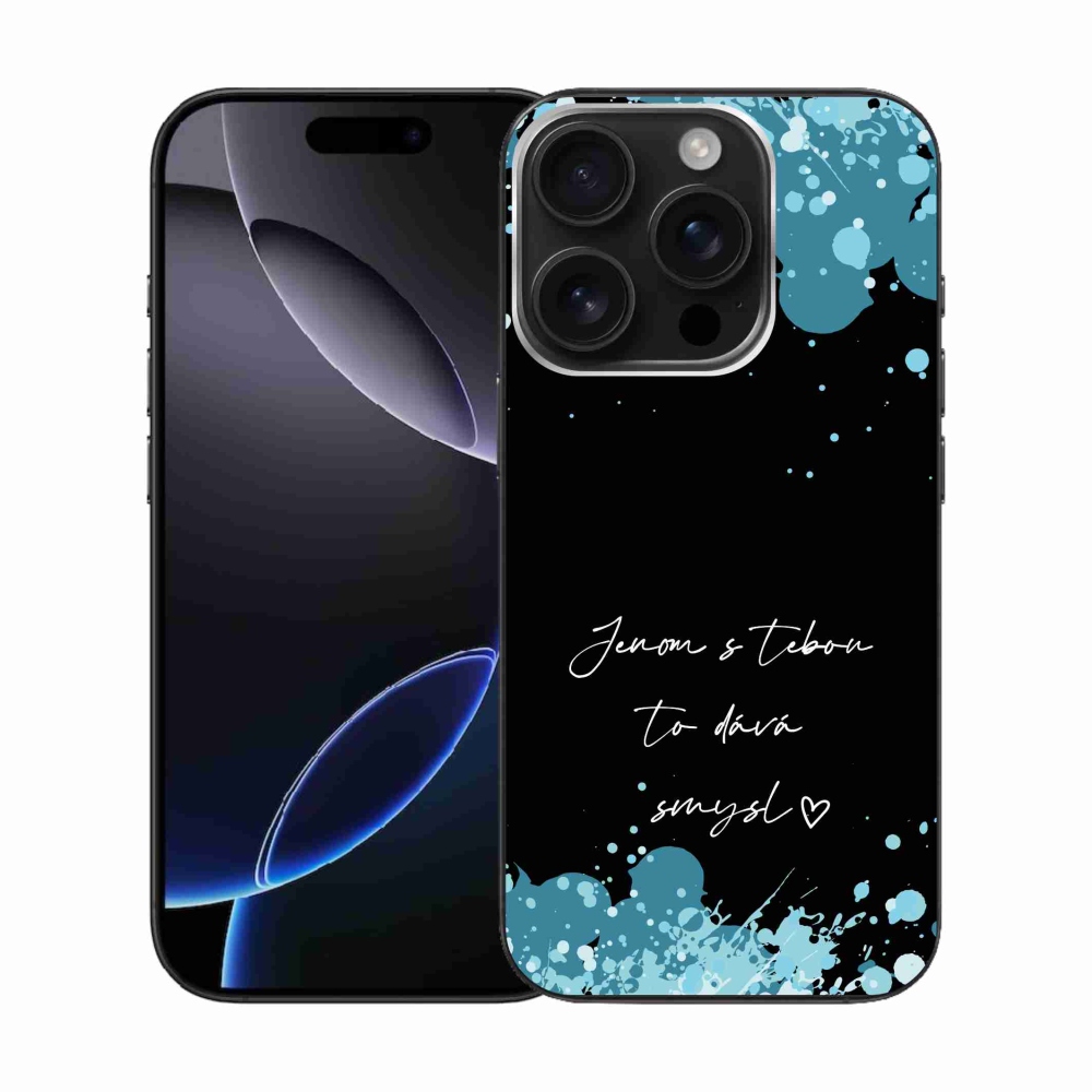 Gelový kryt mmCase na iPhone 16 Pro - zamilovaný text černé pozadí