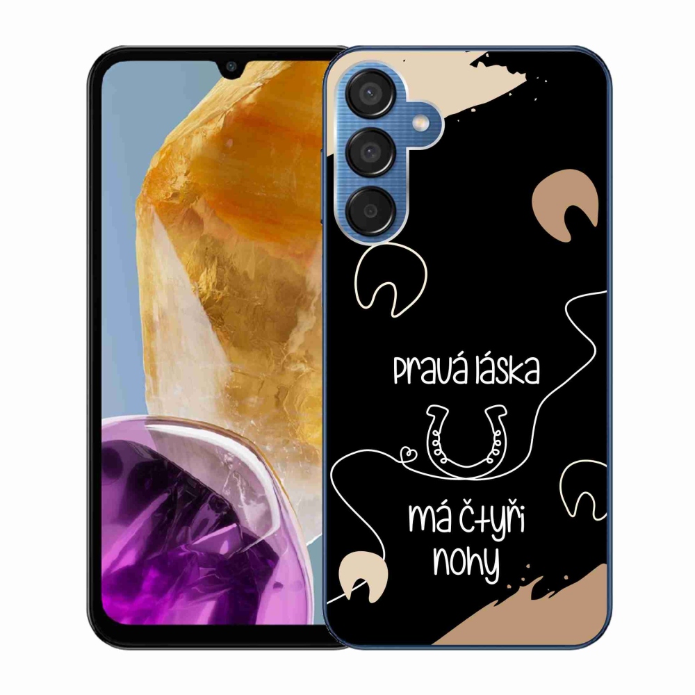 Gelový kryt mmCase na Samsung Galaxy M15 5G - koňský motiv černé pozadí