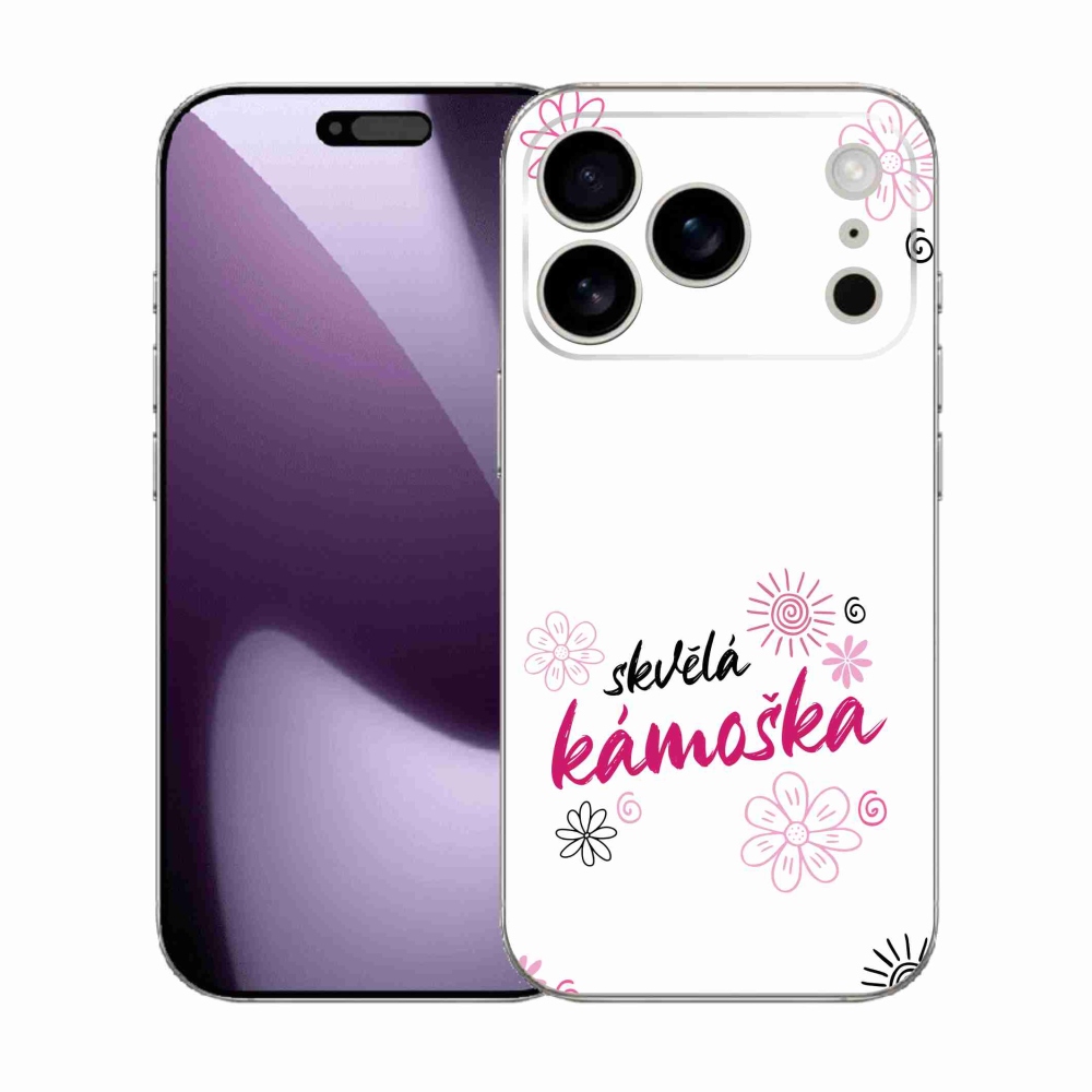 Gelový kryt mmCase na iPhone 17 Pro - skvělá kámoška bílé pozadí