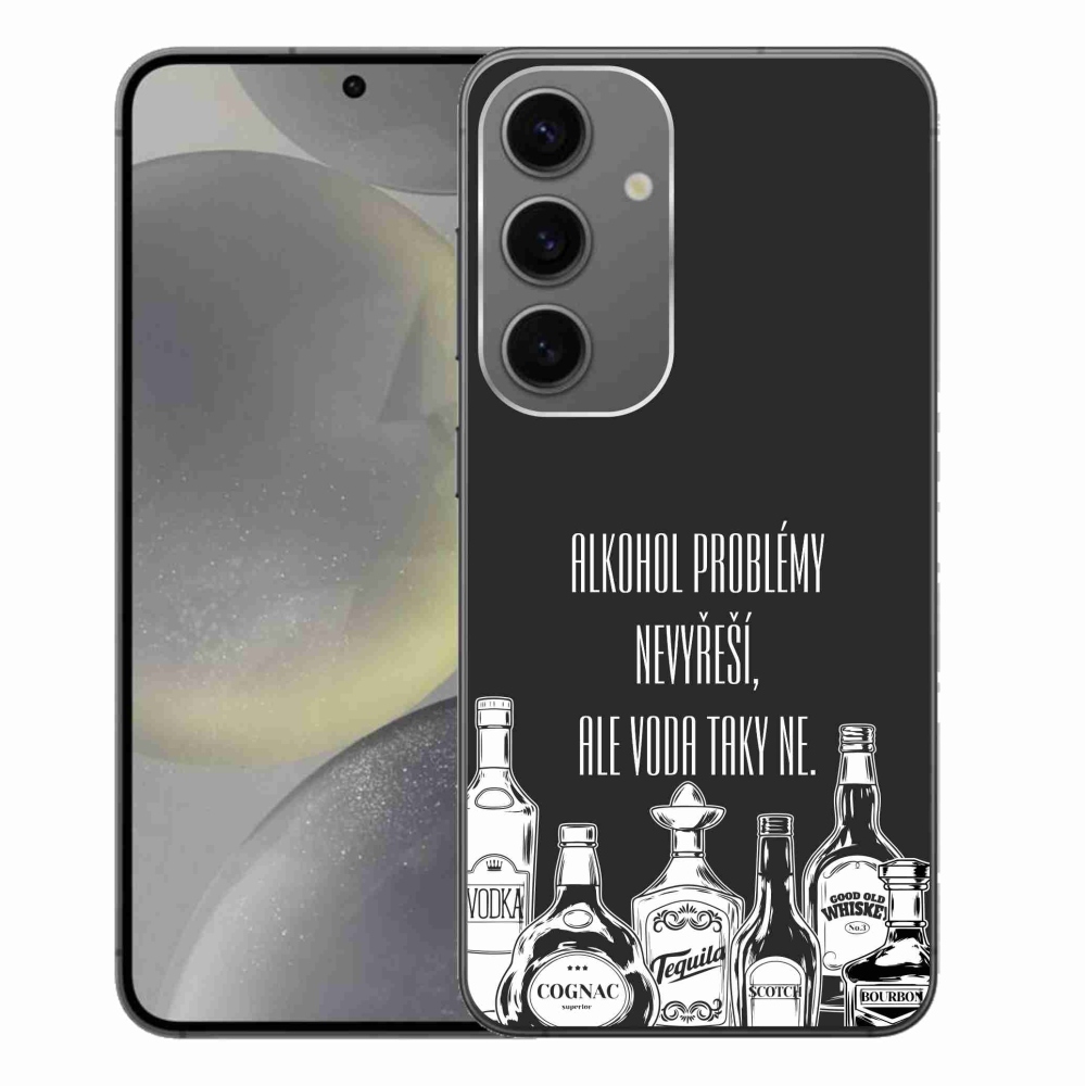 Gelový kryt mmCase na Samsung Galaxy S24+ - vtipný text černé pozadí