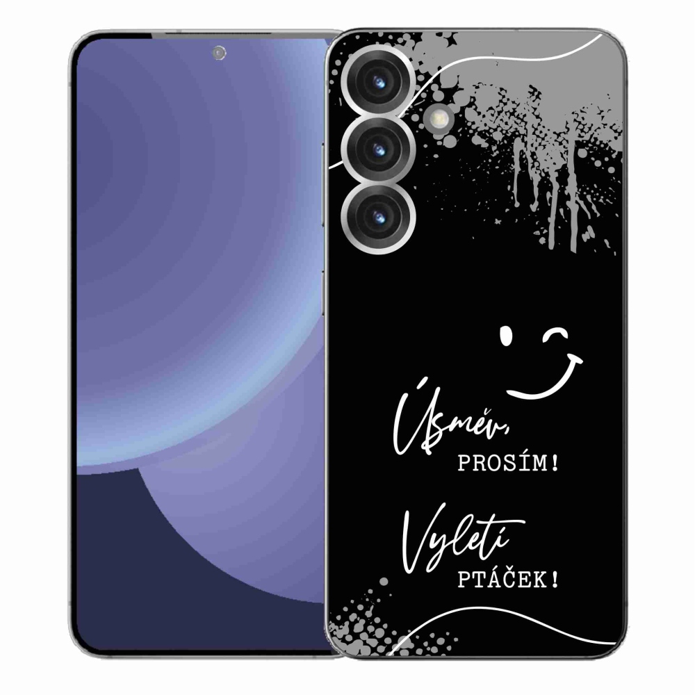 Gelový kryt mmCase na Samsung Galaxy S25+ - vtipný text 4 černé pozadí