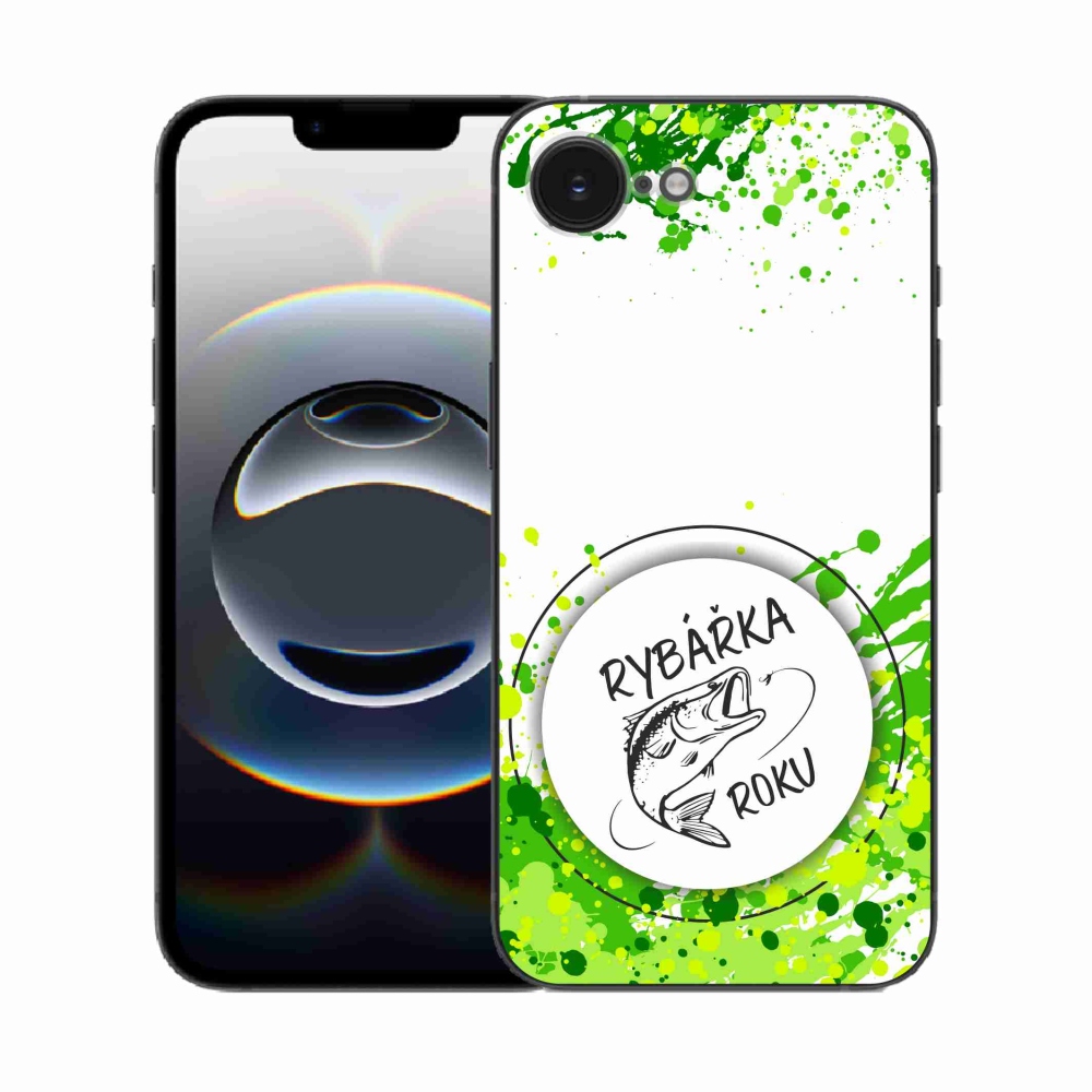Gelový kryt mmCase na iPhone 16e - rybářka roku bílé pozadí