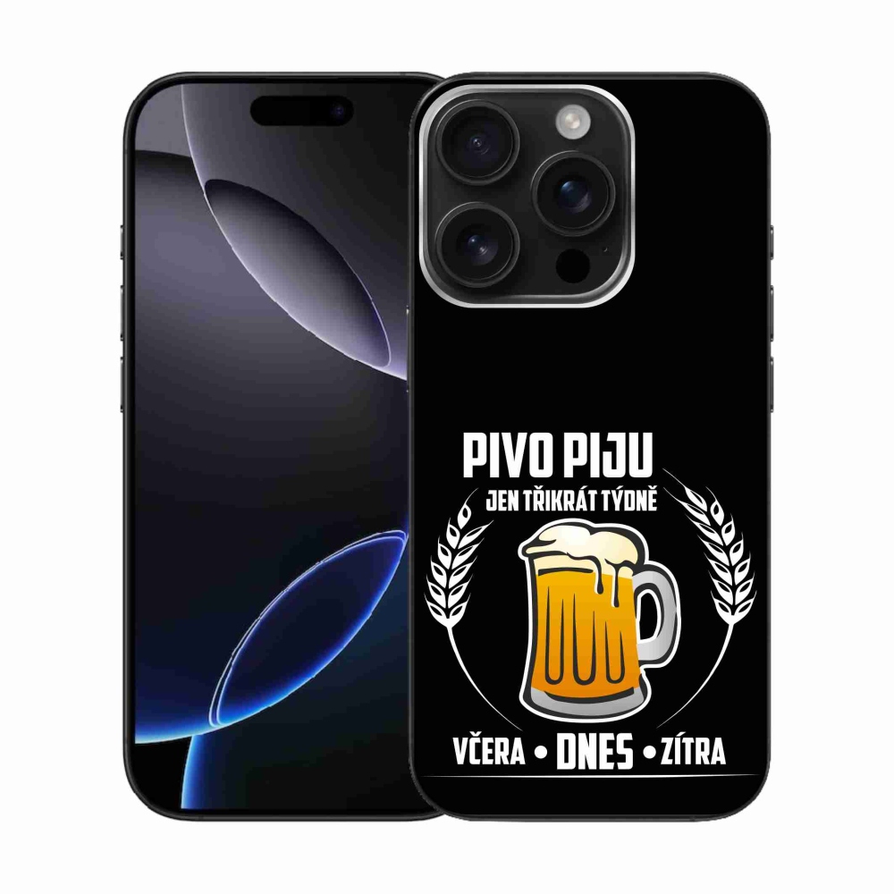 Gelový kryt mmCase na iPhone 16 Pro - pivní motiv černé pozadí