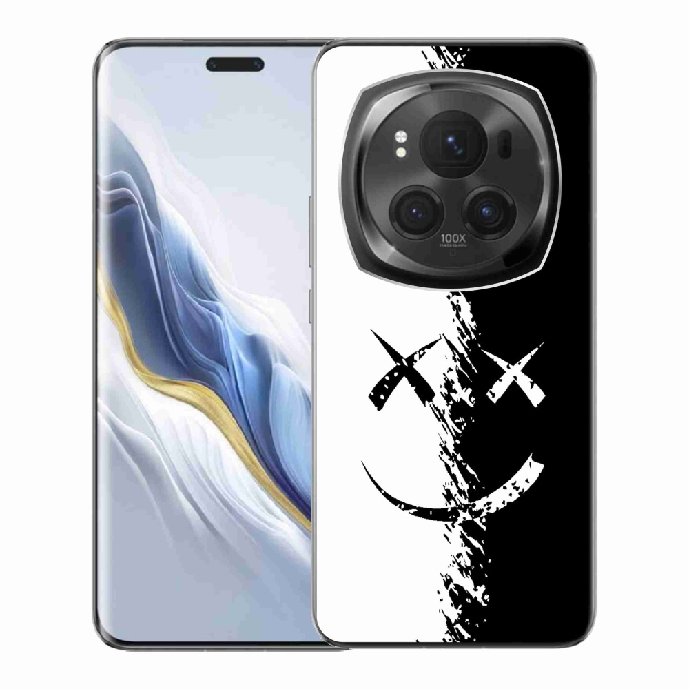 Gelový kryt mmCase na Honor Magic 6 Pro 5G - černobílý smajlík
