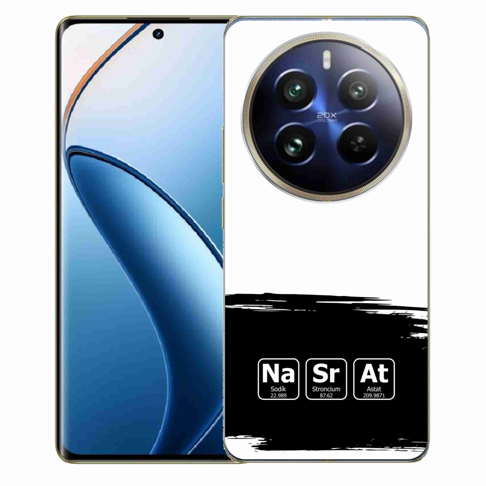 Gelový kryt mmCase na Realme 12 Pro 5G/12 Pro+ 5G - chemické prvky černobílé pozadí