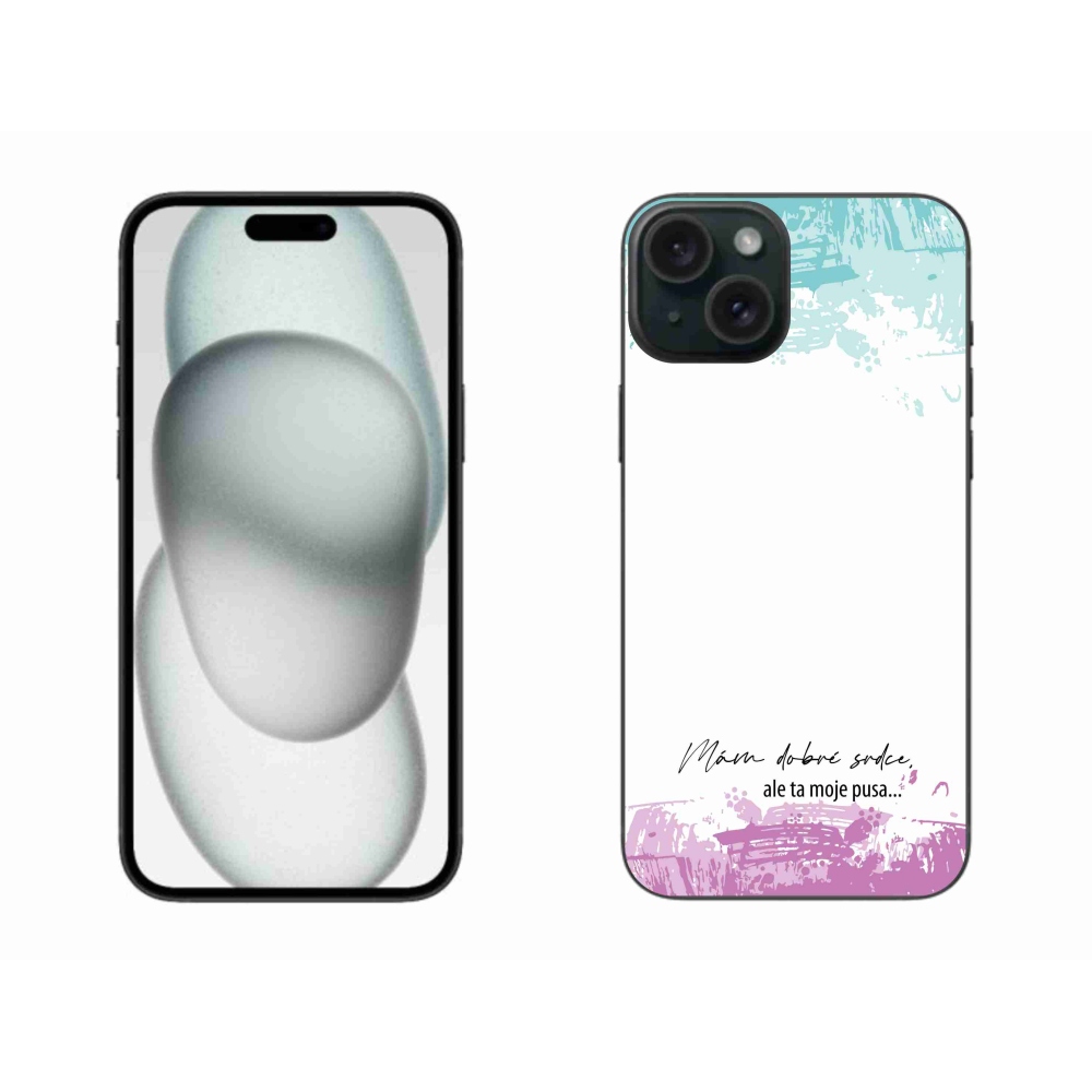 Gelový kryt mmCase na iPhone 15 Plus - vtipný text 3 bílé pozadí