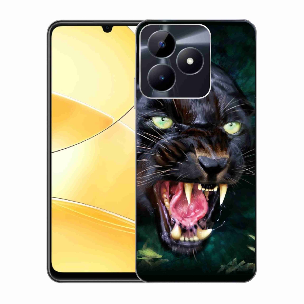 Gelový kryt mmCase na Realme C51/C53 - rozzuřený černý panter