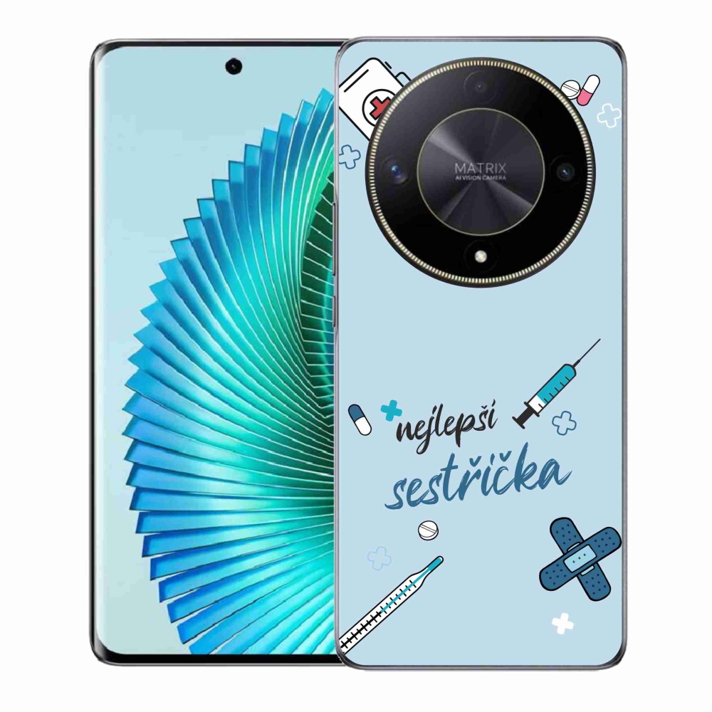 Gelový kryt mmCase na Honor Magic 6 Lite 5G - nejlepší sestřička modré pozadí