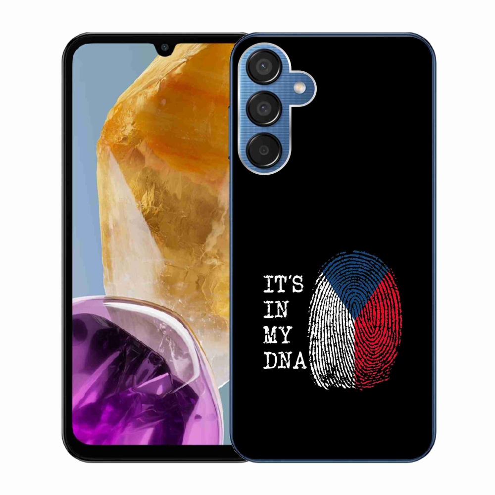 Gelový kryt mmCase na Samsung Galaxy M15 5G - vlajka otisk prstu černé pozadí